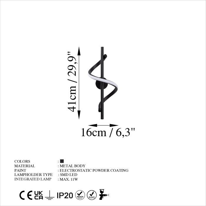 Opviq Lıkma - 13510 Lámpara de pared negra